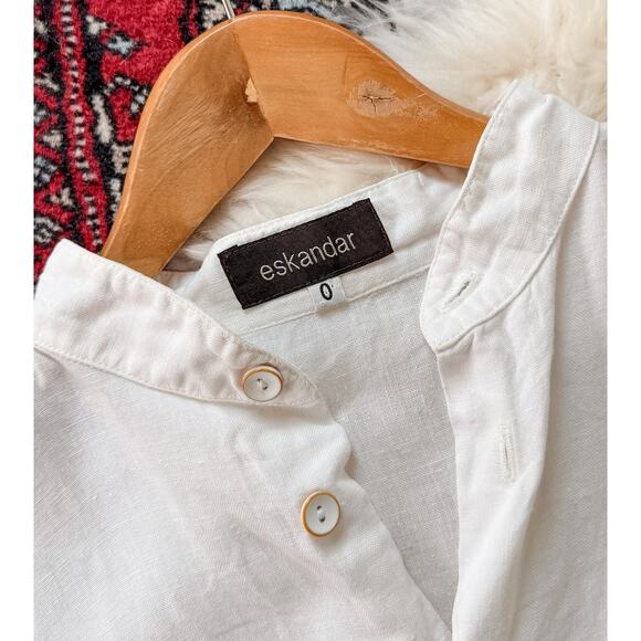 Eskandar White Linen Button Down A-Line Wide Top size 0 or S/M - Picture 2 of 9